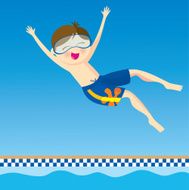 boy jumping into swimming pool