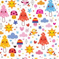 cute cartoon mushrooms seamless pattern