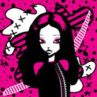 Magenta black and white girl