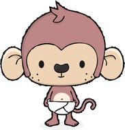 baby monkey with diaper cartoon