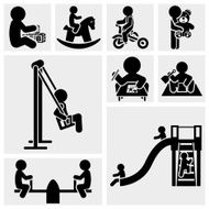 Children Playing vector icon set