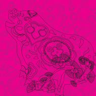 pig pattern with pink floral background