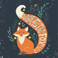Hand drawn vintage label with a fox and hand lettering N3