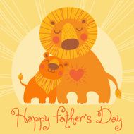 Happy Father&#039;s Day card Cute lion and cub N4