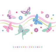 colorful butterflies flowers and hearts greeting card
