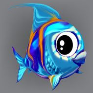 funny blue striped fish vector