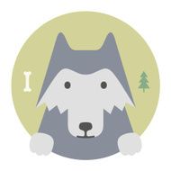 Animal set Portrait in flat graphics Wolf
