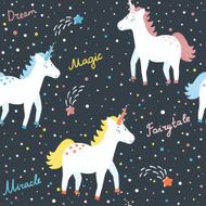 Vector seamless pattern with unicorns