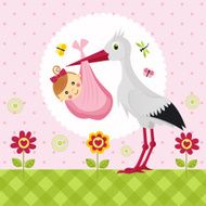 Stork with a baby girl