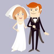 Hipster funny couple just married Flat style N2