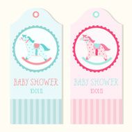 Baby shower invitation card templates with rocking horse