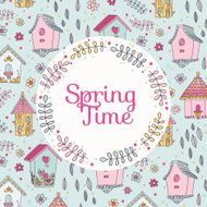 Cute Bird House Card - Spring Time