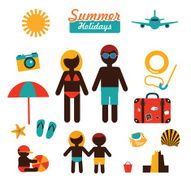set of family summer holidays infographic elements