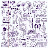 Hipster retro swag set Hand drawn vector illustration N2