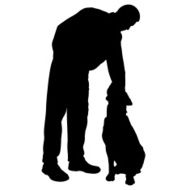 Vector silhouette of people with dog N36