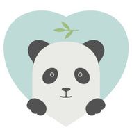 Animal set Portrait of a panda in love over heart
