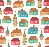 Seamless pattern with decorative houses N2