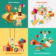 Circus icons flat set