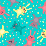 Kids seamless pattern with cute bears and hares N5