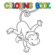 Coloring book of litle funny monkey on lian N2