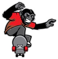 chimpanze ride a skateboard