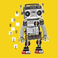 Electronic musical robot Collage of parts and mechanisms N6