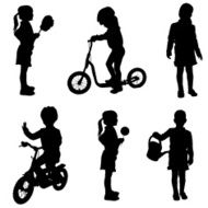 Vector silhouette of a little girl N39