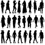 Black silhouettes of beautiful mans and womans N9