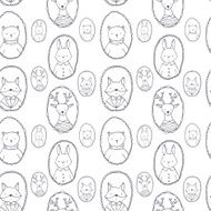 Animals portraits pattern bear deer rabbit fox N2