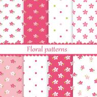 Set of flower seamless patterns