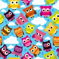 Seamless and Tileable Vector Owl Background Pattern N9