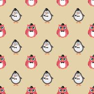 Hipster Fashion Birds Seamless Background