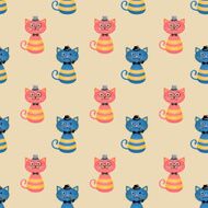 Hipster Fashion Cats Seamless Background