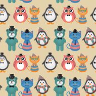 Hipster Animals &amp; pets Seamless Background N2