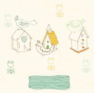 Birds and Bird Houses doodles N2