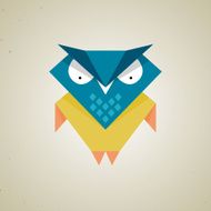 Cute little blue and yellow cartoon owl