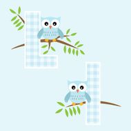Alphabet for baby boy with owl vector letters L