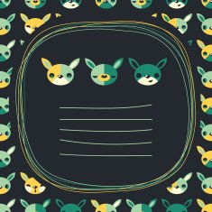 Hares doodle frame and childrens seamless background N3