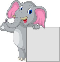 cute elephant cartoon with blank sign N3