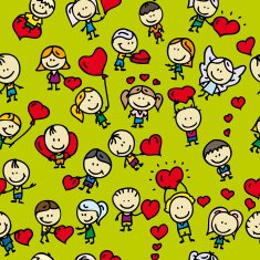 Kids with hearts love pattern