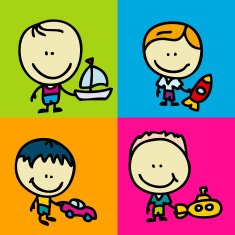 Kids with transport toys
