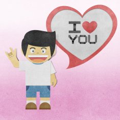 Paperboy with i love you alphabet recycled paper craft N3