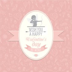 Greeting card with cute Cupud Festive Valentine's Day seamless N2