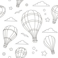 Seamless pattern of hot air balloons on the sky N3