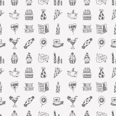 Seamless Doodle Birthday party pattern background N80