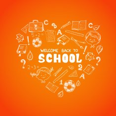 School objects in the shape of heart N3