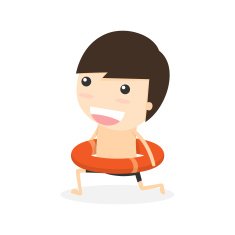 Running and lifebuoy holiday cartoon concept vector