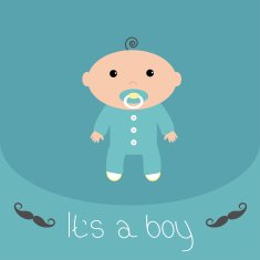Baby shower card with mustache It's a boy Flat design