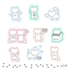 Set of sketch with cats