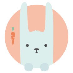 Animal set Portrait in flat graphics - Hare (Rabbit